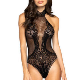 Black Fishnet & Lace Teddy